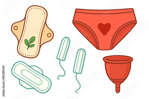 Collection of feminine hygiene products against a colorful background
