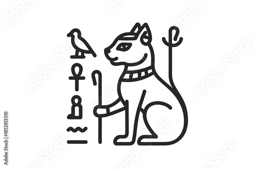 Ancient Egyptian Cat Goddess Bastet Hieroglyphs
