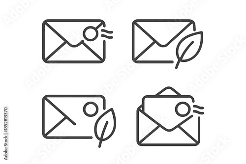 Email icons with leaf and send elements