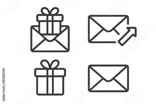 Gift and Envelope Icons on Dark Background