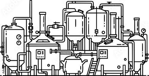 Illustration of brewing tanks and equipment, perfect for beverag
