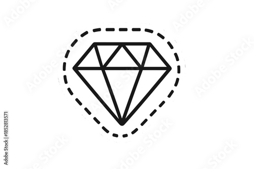 Diamond Icon with Dashed Outline