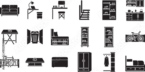 Collection of household furniture icons