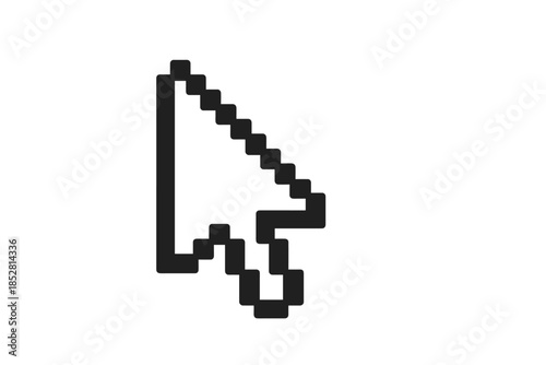 Pixelated computer mouse cursor on a gray gradient background