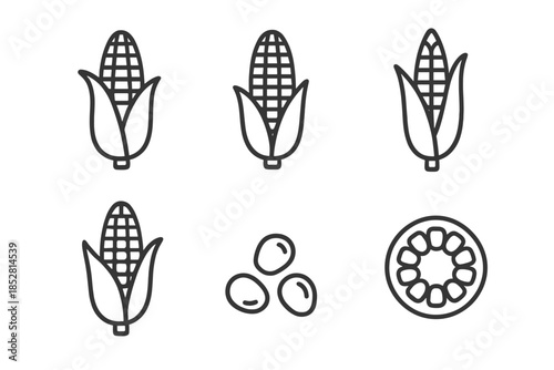 Set of stylized icons representing agricultural products on a dark gradient background