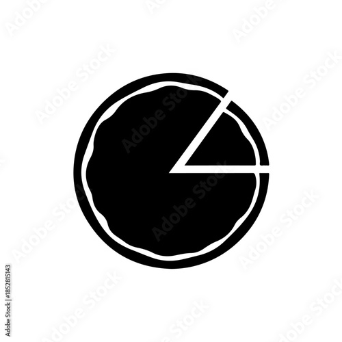 Black and white pie chart isolated on transparent background