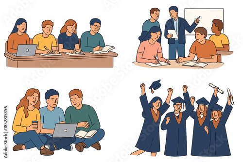 Diverse group of students engaged in learning and celebrating academic achievement.