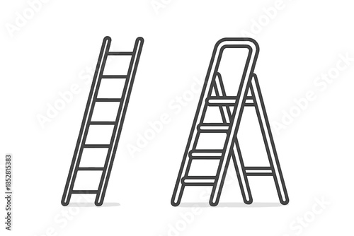 Two ladders on a gray background