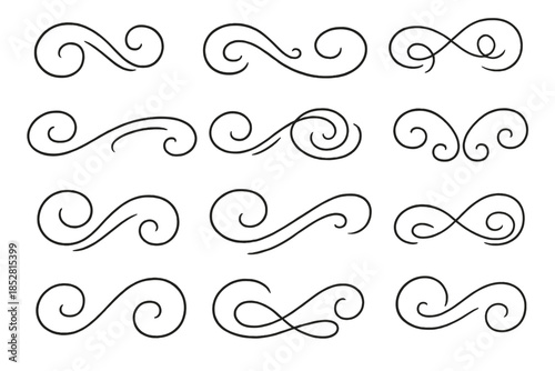 Elegant Swirl Ornaments on Gray Background