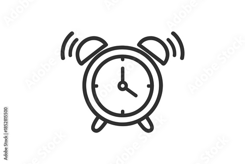 Alarm clock icon with sound waves