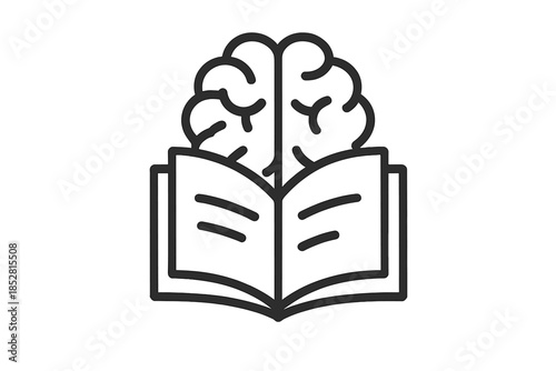 Brain with open book icon