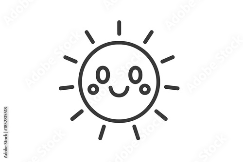 Happy Sun Icon with Glowing Outline on Gradient Background