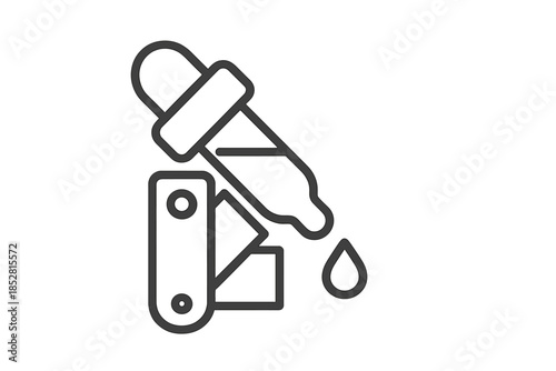 Dropper pipette with liquid dropping on gradient background