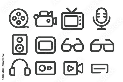 Set of media and entertainment icons