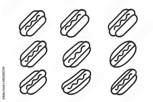 Seamless pattern of hot dog icons on a gray background