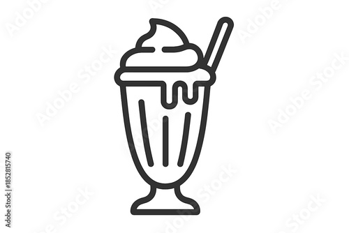 Ice cream sundae icon with a straw