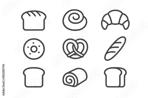 Bakery Icons Set on Dark Background