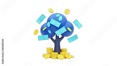 Money Tree Growing: Financial Growth Concept
