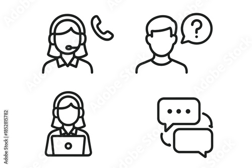 Customer Support Icons - Communication and Assistance