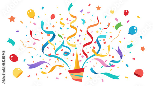 Celebratory confetti and streamers