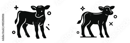 Cute calves standing in a simple and minimalistic design