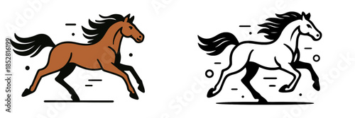 Running horses in dynamic vector illustration style