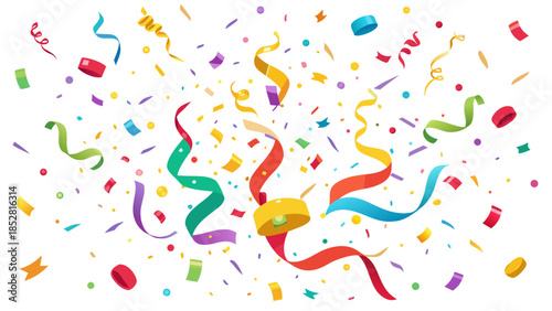 Celebratory confetti and streamers