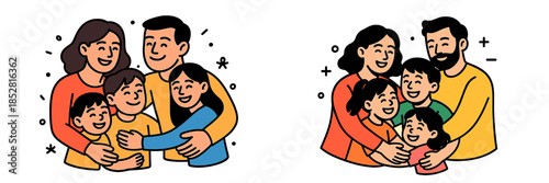 Family togetherness in cheerful vector illustration style