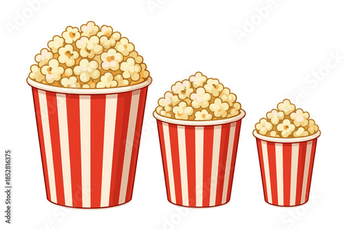 Three Popcorn Buckets of Varying Sizes