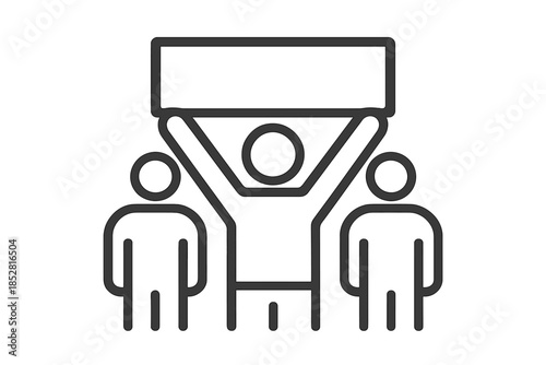 Group protest with banner icon