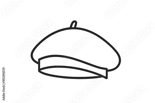 Minimalist beret icon on gray background