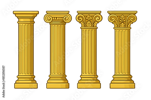 Four Classical Architectural Columns