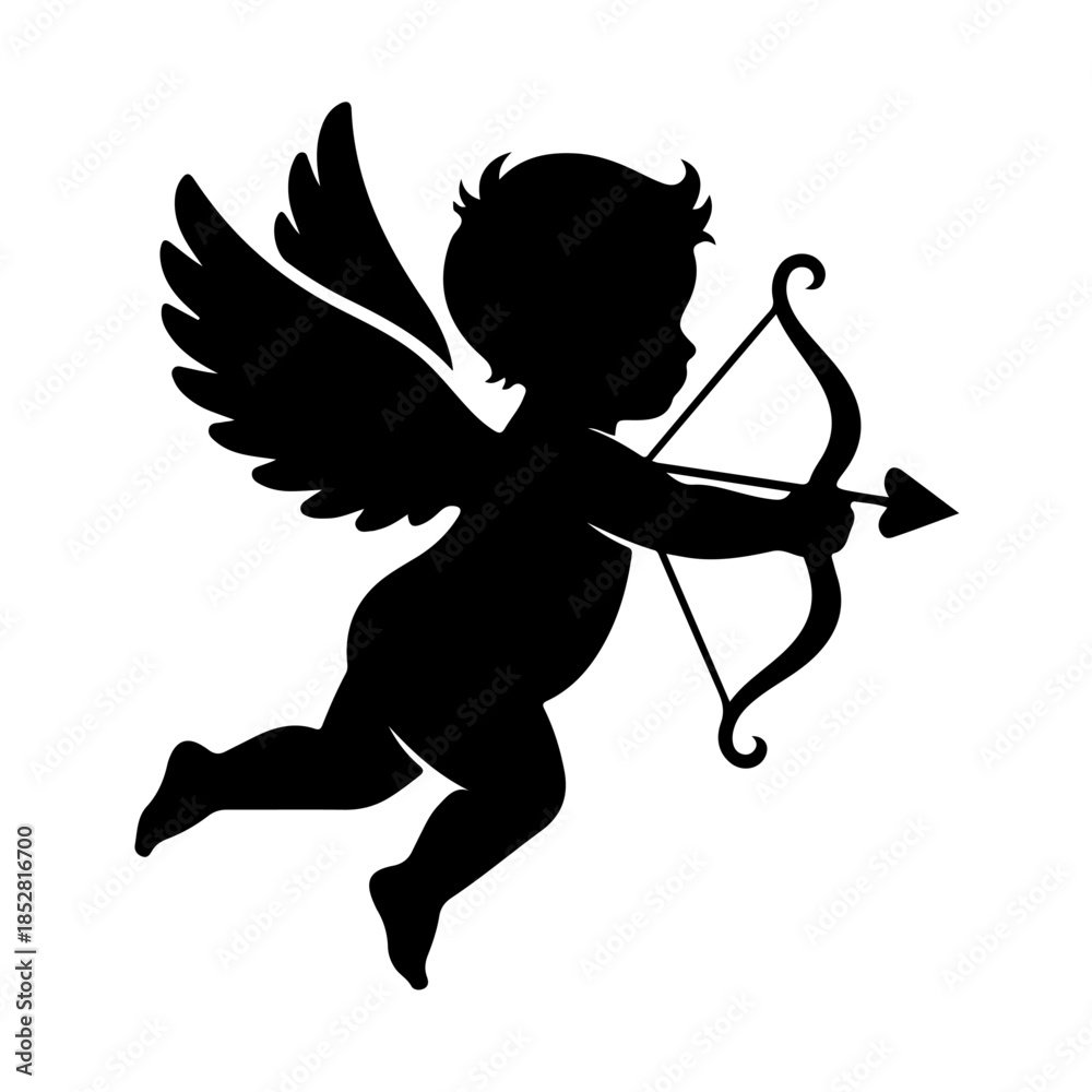 Fototapeta premium Cupid shooting an arrow isolated on transparent background