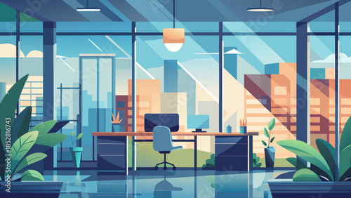 Modern office space with city view