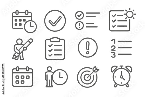 Set of thin line icons for business and planning