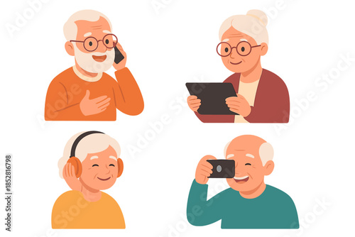 Elderly people using technology
