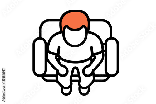 Overhead view of a person sitting on a couch