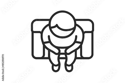 Person sitting on a couch in a top-down view outline