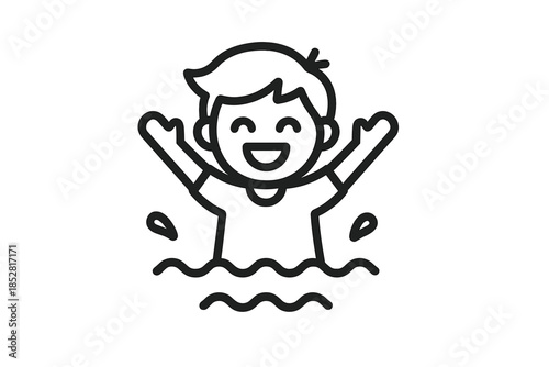 Happy child swimming in water