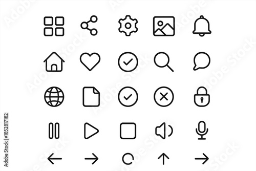 Modern dark icon set for UI design