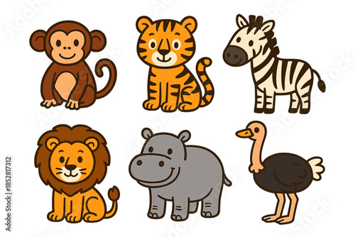 Photography Cute cartoon safari animals