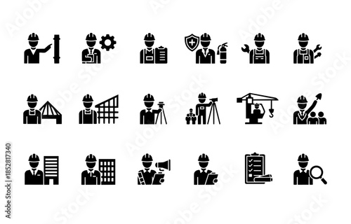 Construction worker icon set
