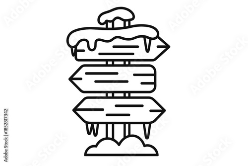 Snowy signpost with icicles