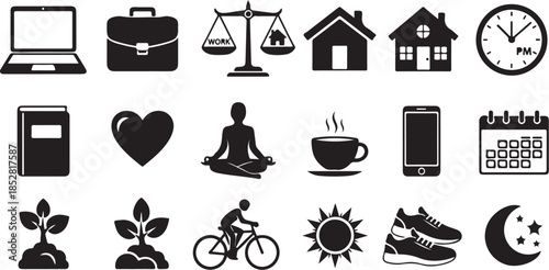 Work life balance icons set
