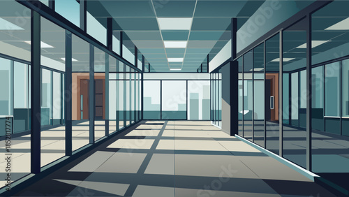 Modern office space with glass partitions