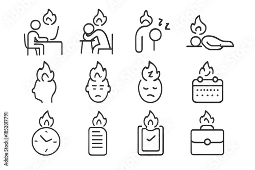Burnout concept icons