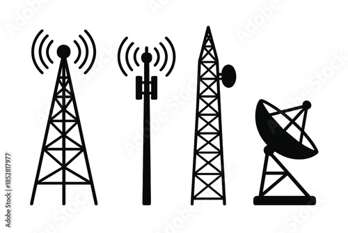 Communication towers and satellite dish
