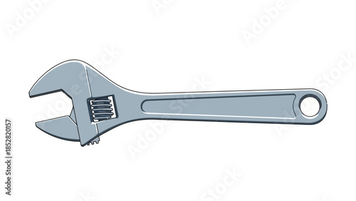 An adjustable wrench on a white background