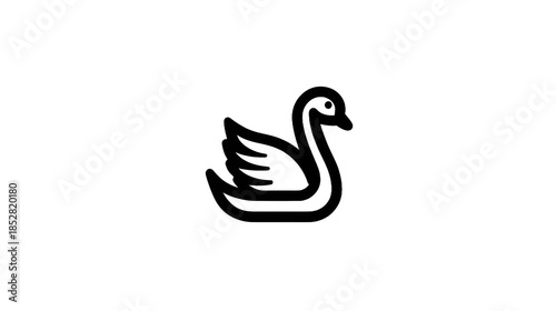 Elegant swan illustration in outline style against transparent background