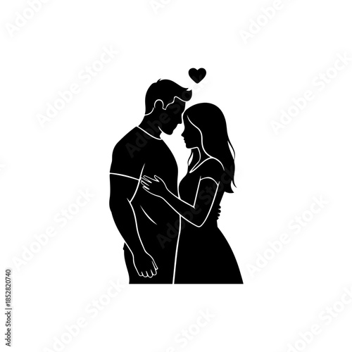 Couple embracing with love isolated on transparent background